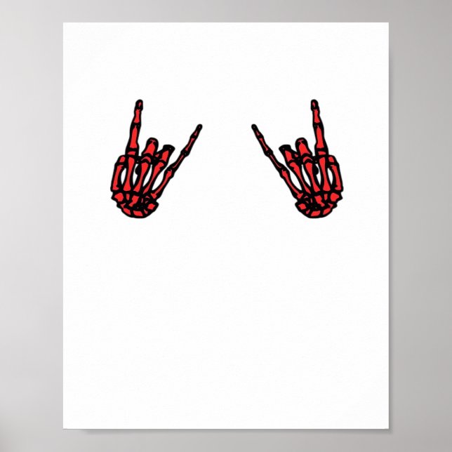Poster Skeleton Hand Heart Roll & Red Classic (Devant)