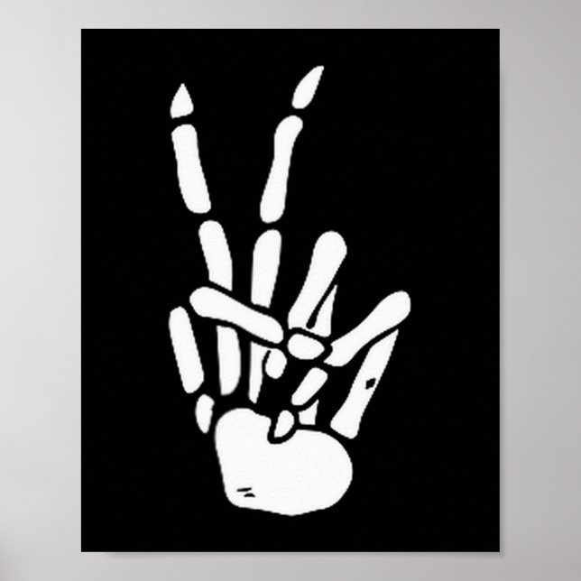 Poster Skeleton Hand Peace Sign Bone  (Devant)