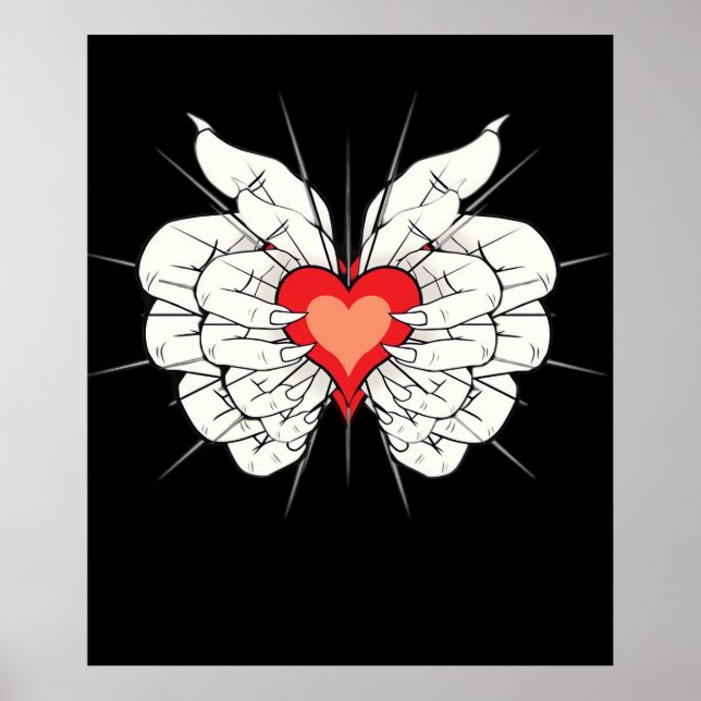 Poster Skeleton Hands Heart Classic (Devant)