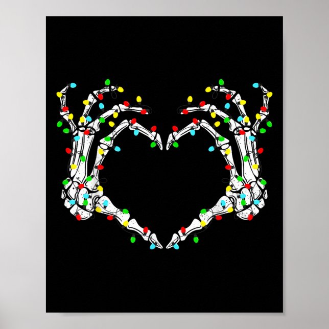 Poster Skeleton Hands Heart Sign Light Christmas Costume  (Devant)