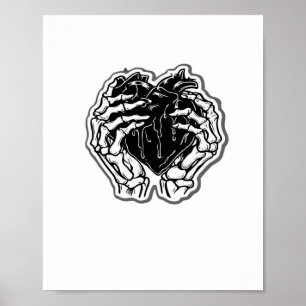 Poster Skeleton Heart Hands Drôle