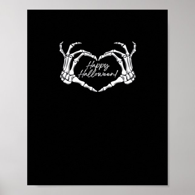 Poster Skeleton Heart Hands, Happy Halloween Skeleton, Ha (Devant)