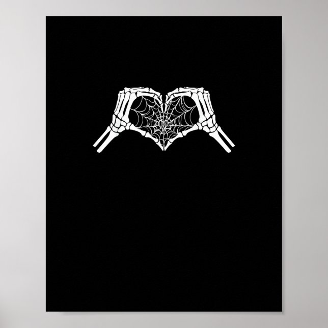 Poster Skeleton Heart Hands Spiderweb Halloween Éffrayant (Devant)