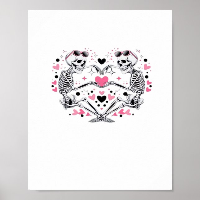 Poster Skeleton Heart Mains Classique Viral (Devant)