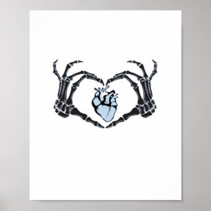 Poster Skeleton Heart Mains Design Classique Pour Hallowe