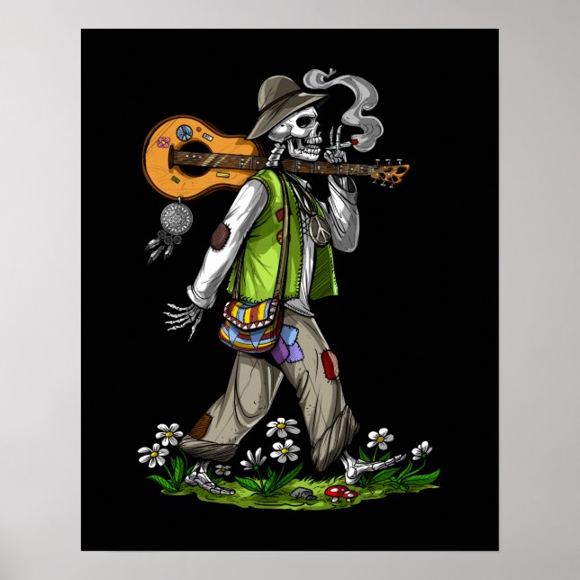 Poster Skeleton Hippie (Devant)