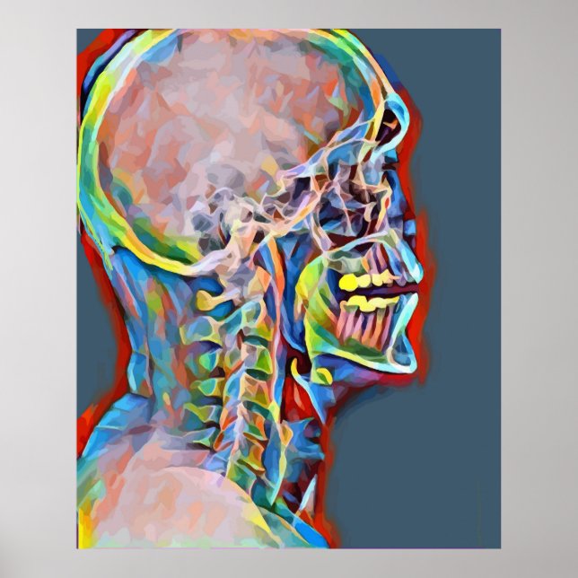 Poster Skeleton humain Skull xray Art Abstrait (Devant)