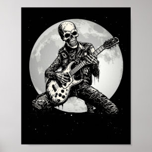Poster Skeleton Jouer Guitare Punk Rock Musique Halloween