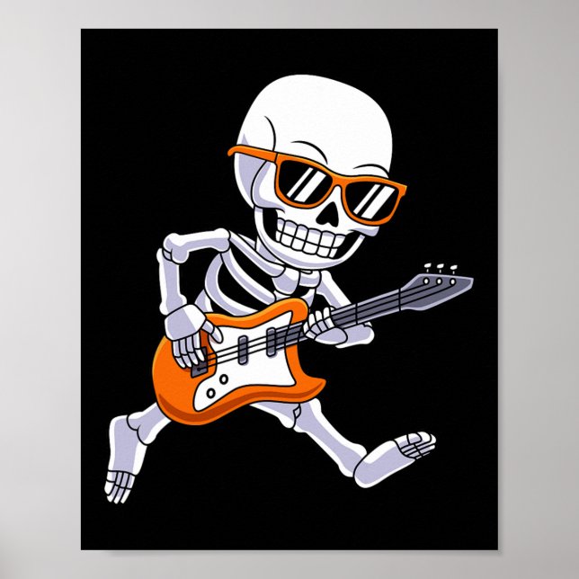 Poster Skeleton Jouer Guitare Rock Et Roll Boys Enfants (Devant)
