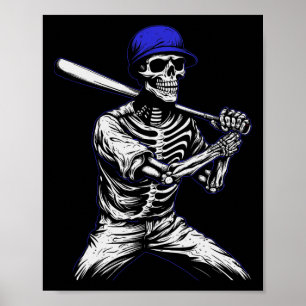Poster Skeleton Joueur de baseball Halloween