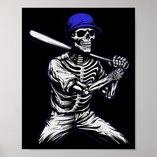 Poster Skeleton Joueur de baseball Halloween (Devant)