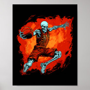 Poster Skeleton Joueur de basket Halloween Éffrayant