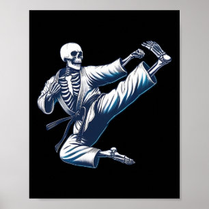 Poster Skeleton Karate Kick Martial Arts Kickboxing Mixed