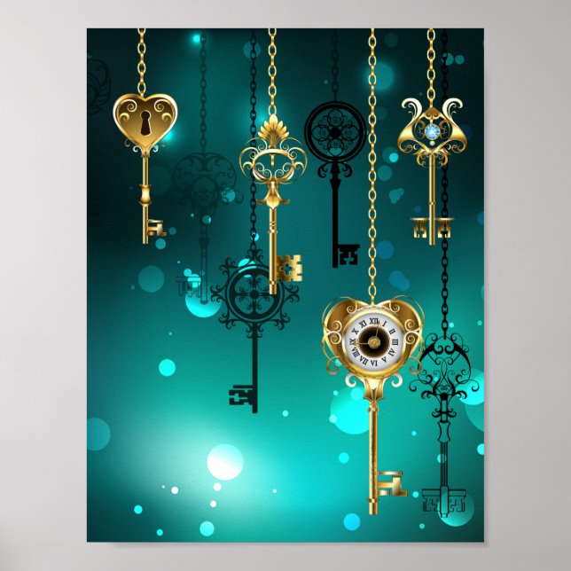 Poster Skeleton Keys on Green Background (Devant)