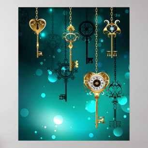 Poster Skeleton Keys on Green Background