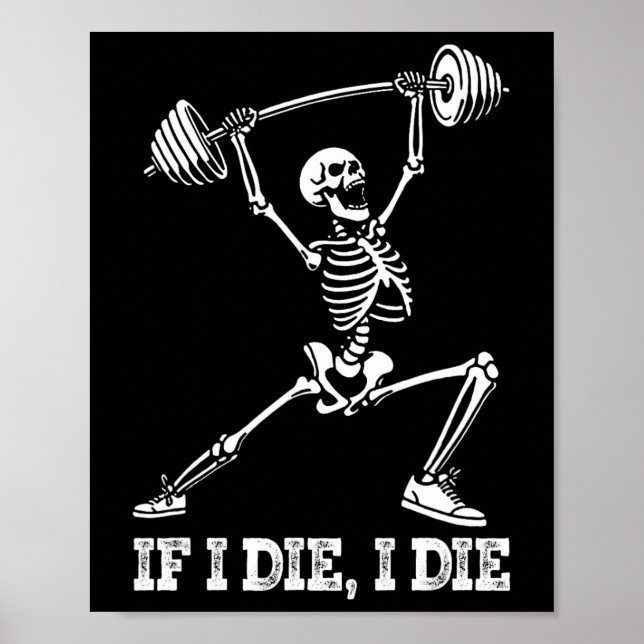 Poster Skeleton Lifting Weights entraînement Gym Lover -  (Devant)