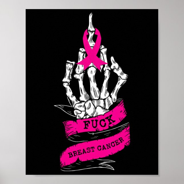 Poster Skeleton Main Pour Pink Funny Cancer Du Sein (Devant)