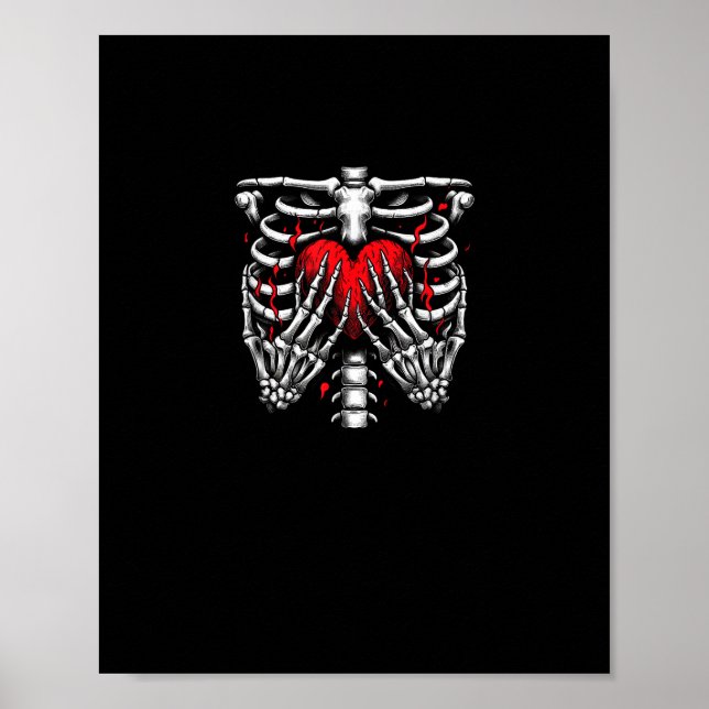 Poster Skeleton Mains tenant Coeur Halloween Costume amus (Devant)