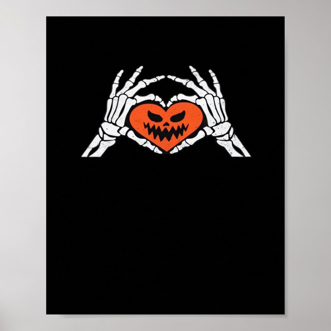 Poster Skeleton Met Un Coeur Halloween Éffrayant Classiqu (Devant)