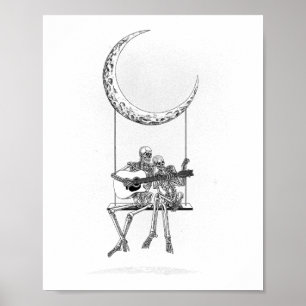 Poster Skeleton Moon Band Tee - shirts - Rock And Roll Co