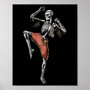 Poster Skeleton Muay Thai Boxing Karate Kickboxing Martia