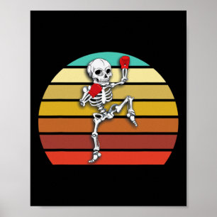 Poster Skeleton Muay Thai Halloween Kickboxing Mma