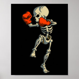 Poster Skeleton Muay Thai Halloween Kickboxing Mma Combat