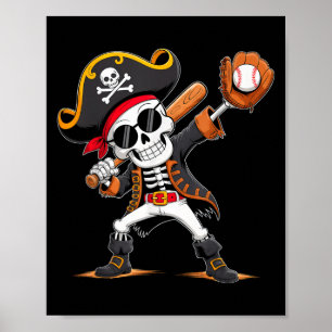 Poster Skeleton Pirate Halloween Costume de baseball Joue