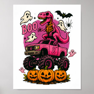 Poster Skeleton T Rex Dinosaur Monster Truck Citrouille B