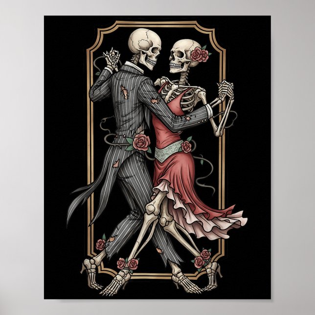 Poster Skeleton Tango Halloween Costume Spooky Dancers Da (Devant)