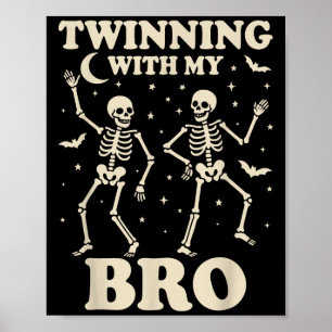 Poster Skeleton Twin Boys Girls Best Friend, Halloween Sk