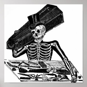Poster "Skeleton Undertaker" vers le Mexique du 18ème siè