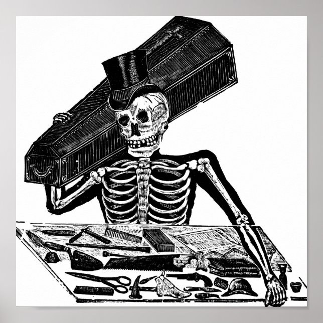 Poster "Skeleton Undertaker" vers le Mexique du 18ème siè (Devant)