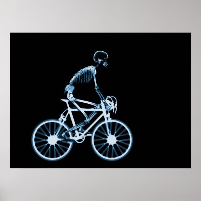 POSTER - SKELETON X-RAY BIKING BLACK BLUE (Devant)