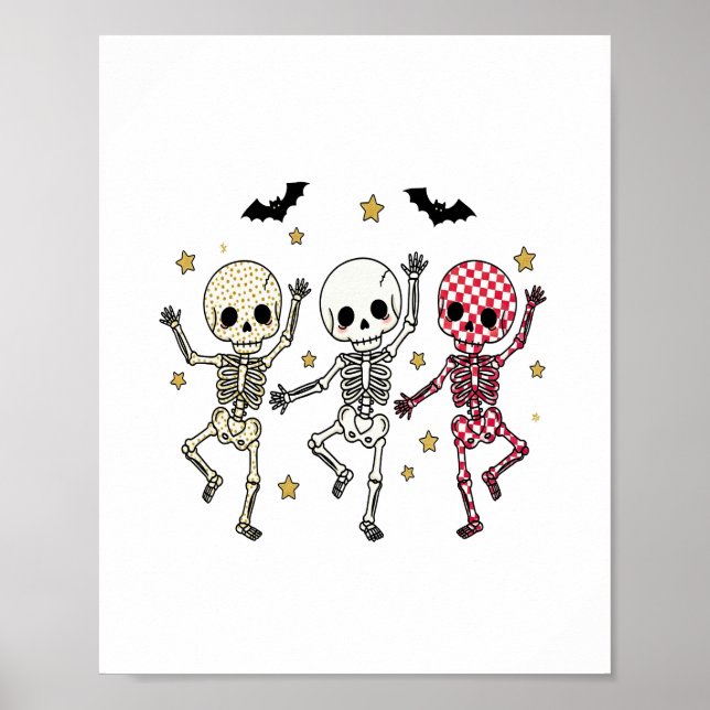 Poster Skeletons de danse d'Halloween (Devant)