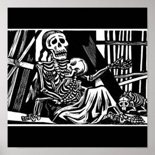 Poster "Skeletons Mère et Enfant" de Leopoldo Mendez.
