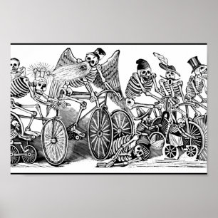 Poster Skeletons sur Vélos, Mexique