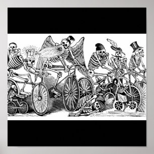 Poster Skeletons sur Vélos, Mexique