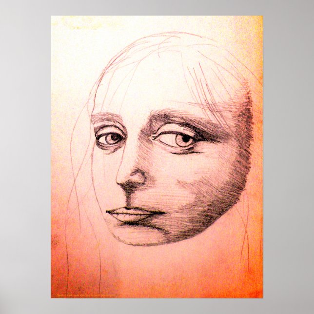 Poster "Sketch of a girl" (sangria) , A study of da Vinci (Devant)