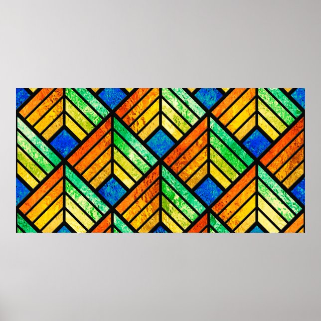 Poster Sketch of a stained glass window. Seamless pattern (Devant)