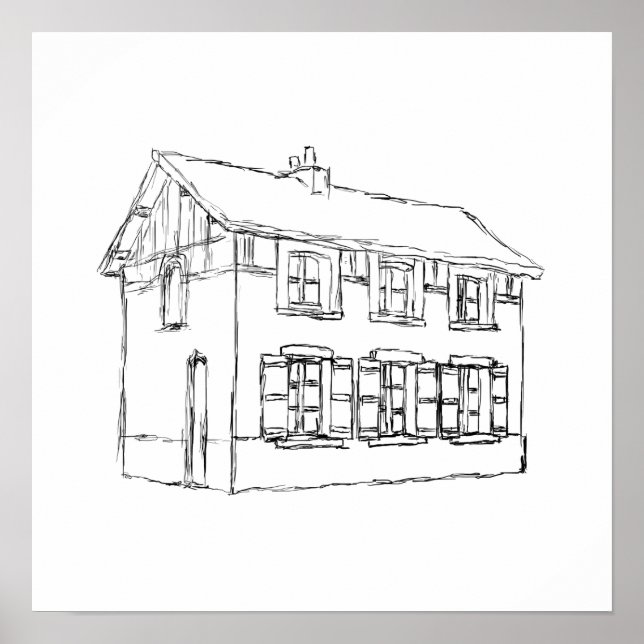 Poster Sketch of an Old House, with Shutters. (Devant)