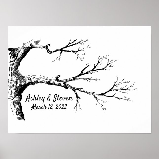 Poster Sketch Thumbprint Tree Guest Book (Devant)