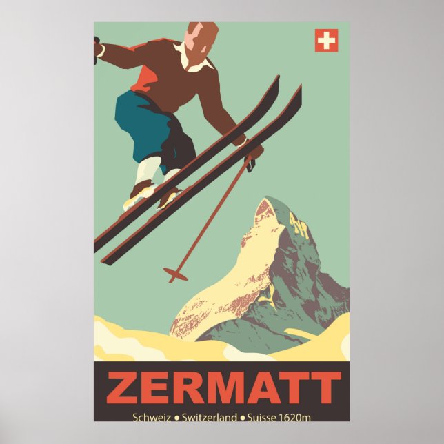 Poster Ski à Zermatt (Devant)