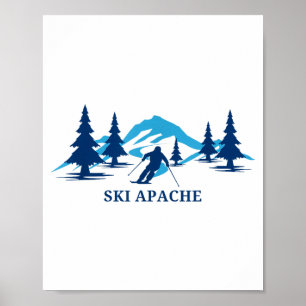 Poster Ski apache new mexico station de ski skieur