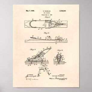 Poster Ski Binding 1940 Patent Art - Old Peper