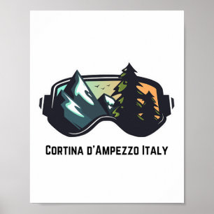 Poster Ski Cortina D'ampezzo Italie Ski de montagne T Hom