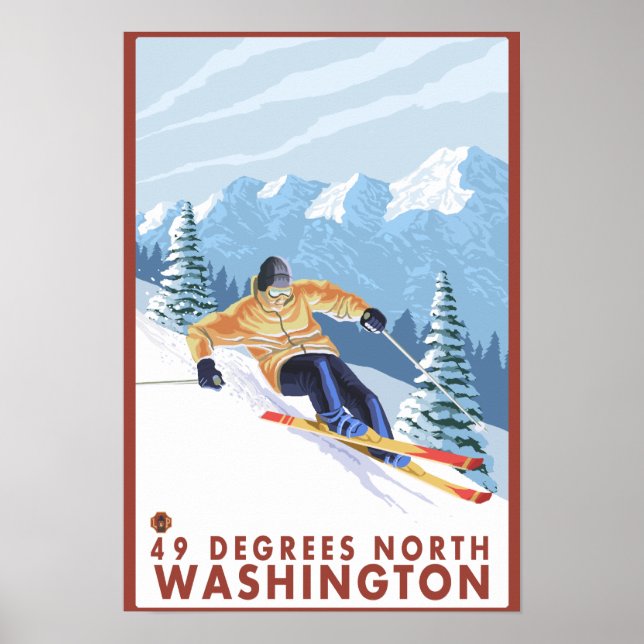 Poster Ski de neige - 49 Degrees North, WA (Devant)