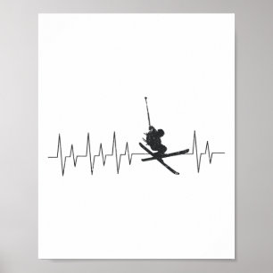 Poster Ski de neige battement de coeur