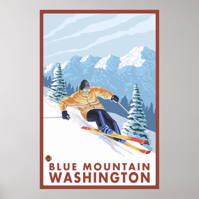 Poster Ski de neige - Blue Mountain, Washington (Devant)
