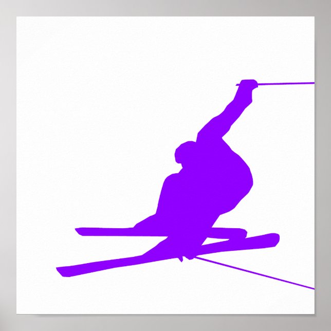 Poster Ski de neige violet (Devant)